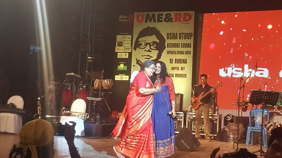 Rubina with singer Usha Uttap